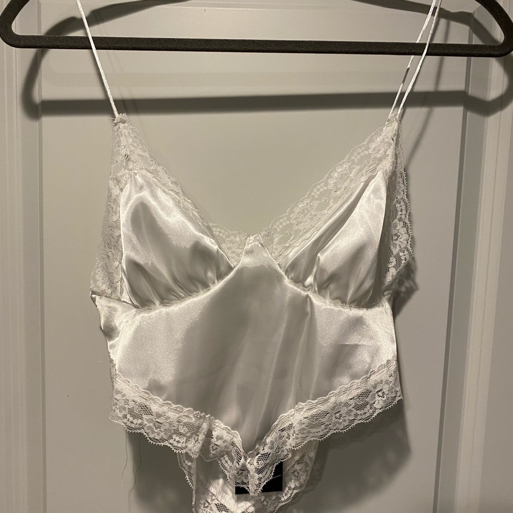 White silk lace top